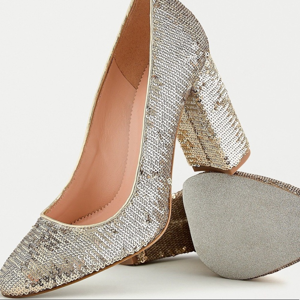 J. Crew Gold Sequin Pumps Size 8 EUC